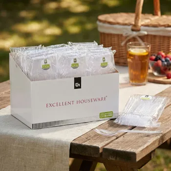 Příbor Sada plastových opakovaně použitelných lžic EXCELLENT HOUSEWARE 17,5 cm průhledné 25 ks