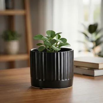 Obal na květináč Obal na květináč MONDEX NEVA 12×12×10 cm černý