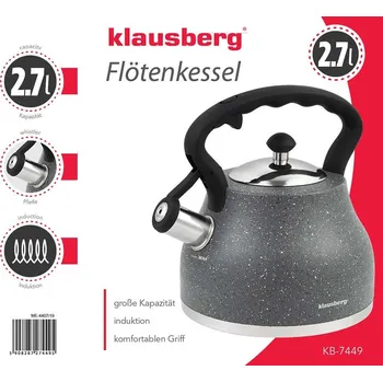 Varná konvice Konvice tradiční ocelová Klausberg 2,7 l šedá