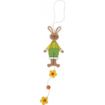 Obraz Zelený dřevěný zajíček na Velikonoce Dekorativní přívěsek 20 cm