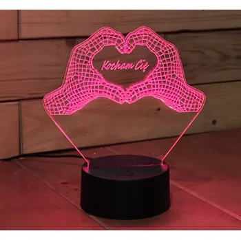Lampička LED Lampa Srdce v Dlaních Miluji Tě Dálkový Ovladač Jméno s Věnováním