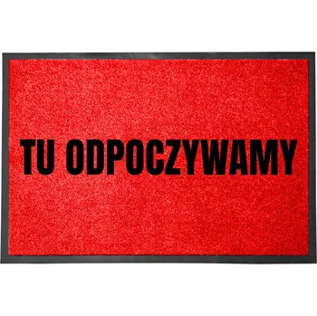Rohožka ČERVENÁ VSTUPNÍ ROHOŽKA PŘED DVEŘE 60X40 - TADY ODPOČÍVÁM DOMA