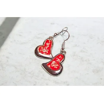 Náušnice Bílá kvítka v srdci