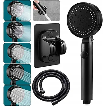 Sprchová hlavice SPRCHOVÝ SET ČERNÁ SPRCHOVÁ HLAVICE + HADICE EKOLOGICKY ÚSPORNÝ DRŽÁK
