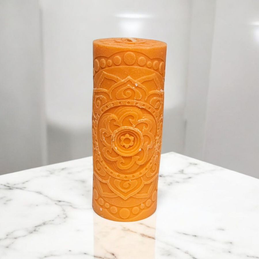 Mandalová svíčka – oranžová