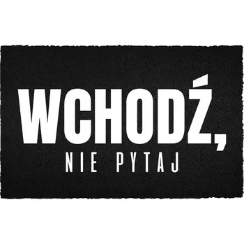 Rohožka KOKOSOVÁ ROHOŽKA ČERNÁ VSTUPNÍ 60X40 VTIPNÁ S NÁPISEM VSTUP BEZ PTÁNÍ