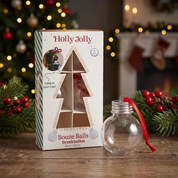 Vánoční dekorace Vánoční lahvičky koule MONDEX HOLLY JOLLY BOOZE BALLS 50 ml 6 ks