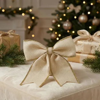 Vánoční dekorace Kokarda MONDEX SANTA LILA 24 × 26 cm béžová se zlatou