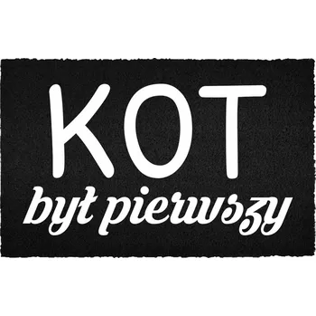 Rohožka KOKOSOVÁ ROHOŽKA ČERNÁ VSTUPNÍ 60X40 VTIPNÁ S HUMOREM KOČKA BYLA PRVNÍ