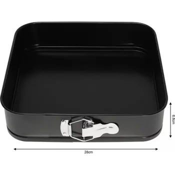 Forma na pečení FORMA NA DORT ČTVERCOVÁ ROZEPÍNACÍ FORMA NA PEČENÍ TĚSTA ČERNÁ 28 CM