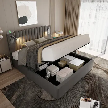 Postel Jednolůžková dřevěná postel Arhatreya 180x200, béžové odstíny