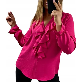 Dámská košile B1101 VOLNÁ HALENKA S ŽABÁKEM, DLOUHÝ RUKÁV, FUCHSIE, vel. 40 (L)