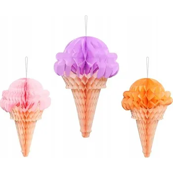 Obraz Závěsné dekorace Zmrzliny z hedvábného papíru honeycomb 3 kusy 20-30 cm Party Deco