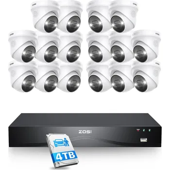 IP kamera ZOSI Sada 32kanálových 4K kamer pro venkovní použití, 16x 8MP IP PoE kamery s obousměrným zvukem a 4TB NVR s AI