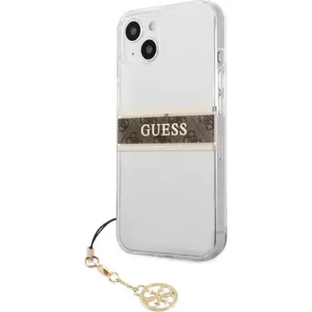 Pouzdro na mobilní telefon GUESS PC TPU 4G Brown Stripe Zadní Kryt pro Apple iPhone 13 mini transparentní (3666339023393)
