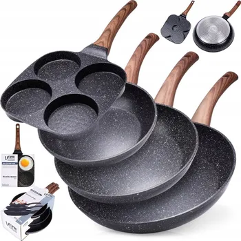 Pánev Granitová pánev Vilde sada 4 kusy hnědá 20/24/28 cm