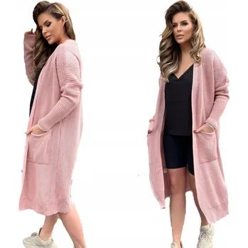 Dámský svetr Edoti dámský svetr růžový volný ke kolenům univerzální velikost