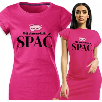 Dámské pyžamo Dámské pyžamo fuchsiové barvy Košile Noční Pohodlné Moderní Můj plán na dnes: Spát S