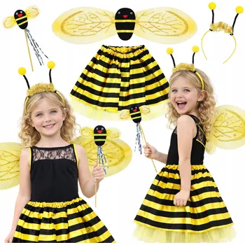 Karnevalový kostým KOSTÝM VČELKA MÁJA, VČELÍ OBLEČEK, KOSTÝM VČELA, KŘÍDLA, SUKNĚ, SET 98-116 CM