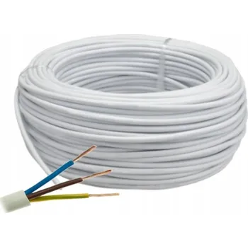 elektrický kabel Bílý kabel OMY 3x0,75 H03VV-F 300V ELPAR Cívka 10M Bílý lankový vodič