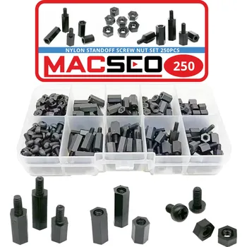 Matice SADA VZDÁLENOSTÍ M3 NYLONOVÉ ČERNÉ 250 KS ŠROUBY MATICE MACSEO_PL