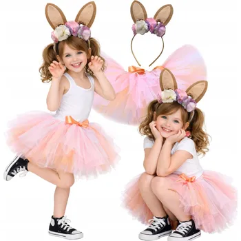 Karnevalový kostým KOSTÝM PŘEVLEK KRÁLÍK KRÁLÍČEK SUKNĚ TUTU ČELENKA UŠI 98 104