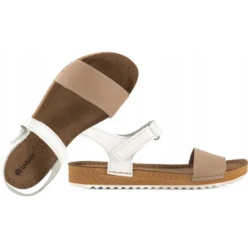Dámské sandále INBLU VO-4CU DÁMSKÉ KOŽENÉ SANDÁLY KOMFORT SOFT PU béžová 37 Béžová