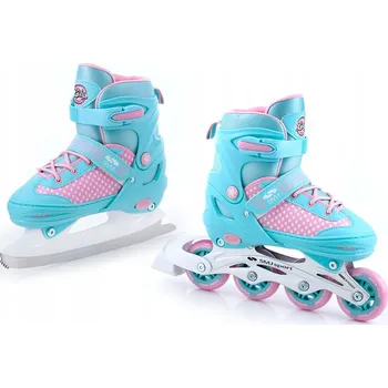 Kolečkové brusle BRUSLE 2V1 2v1 KOLEČKOVÉ BRUSLE A BRUSLE NA LED PRO DĚTI I DOSPĚLÉ NASTAVITELNÉ ABEC-7 38-41
