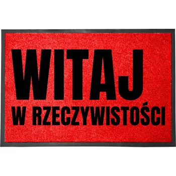 Rohožka ČERVENÁ VSTUPNÍ ROHOŽKA 60X40 DO DOMU - HUMORNÝ NÁPIS "REALITA"
