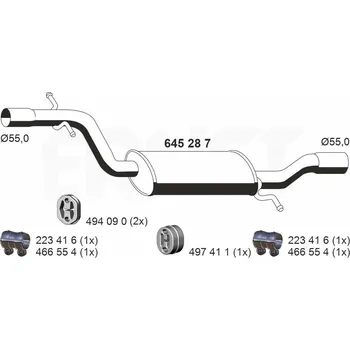 Tlumič výfuku Střední tlumič výfuku ERNST 645287