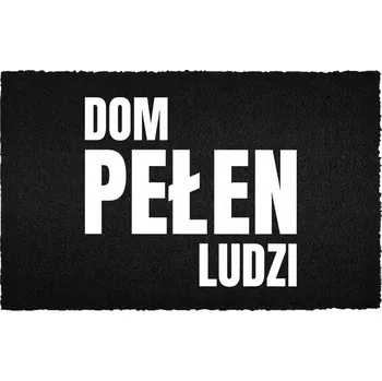 Rohožka KOKOSOVÁ ROHOŽKA ČERNÁ VSTUPNÍ ČISTICÍ ZÓNA 60X40 - HUMORNÝ DESIGN "DŮM PLNÝ LIDÍ"