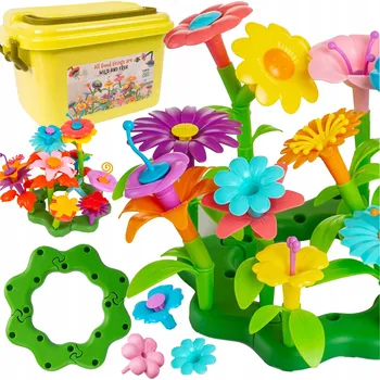 ostatní stavebnice STAVEBNÍ STAVEBNICE KVĚTINY KVĚTINOVÁ ZAHRADA DIY STAVEBNICE 73 DÍLŮ + KRABICE 3+