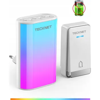 Domovní zvonek TECKNET Bezdrátový Zvonek RGB Vodotěsný Dosah 400m 60 Melodií