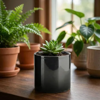 Obal na květináč Květináč MONDEX NEVA 8,5 × 8,5 × 8,5 cm černý