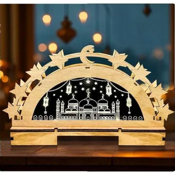 Lampička 3D Stolní lampička noční LED pro muslimský svátek Ramadán Eid Mubarak