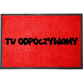 Rohožka ČERVENÁ VSTUPNÍ ROHOŽKA PŘED DVEŘE 60X40CM - TADY ODPOČÍVÁM