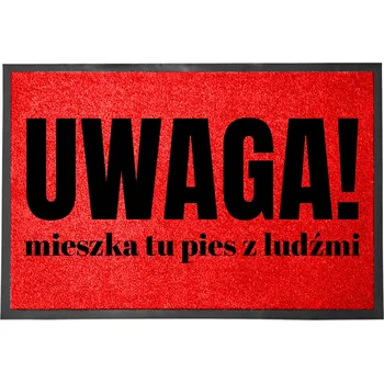 Rohožka ČERVENÁ VSTUPNÍ ROHOŽKA 60X40 DO DOMU S MOTIVEM PSA A NÁPISEM
