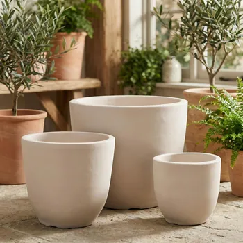 Obal na květináč Kulatý květináč MONDEX 37,5 × 32 cm béžový