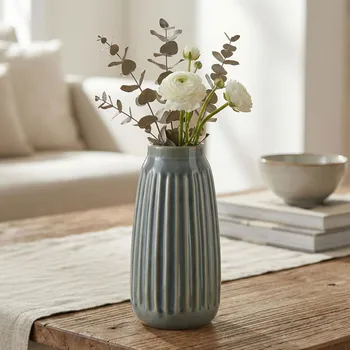 Váza Rýhovaná váza MONDEX ARINA LIGHT 15x15x28,5 cm