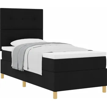 Postel Černá postel s pružinovou matrací 203 x 80 x 128 cm