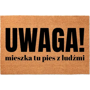 KOKOSOVÁ ROHOŽKA PŘED DVEŘE 60X40 CM - VTIPNÝ MOTIV PES A LIDÉ