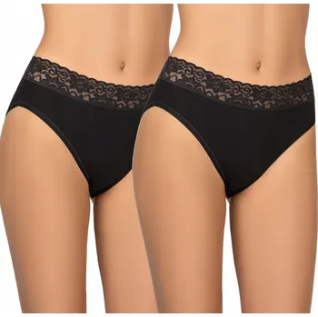 Kalhotky Kalhotky 2pack s krajkou, vysoký pas, černé Kleo XL