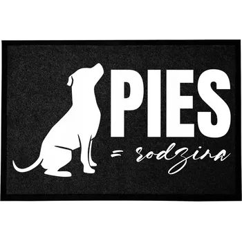 Rohožka ČERNÁ ROHOŽKA PŘED DVEŘE 60X40 - VTIPNÝ MOTIV PES RODINA