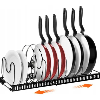 Úložný box NASTAVITELNÝ ORGANIZÉR / STOJAN NA POKLICE S 10 PŘIHRÁDKAMI, KOVOVÝ, 58x18 cm