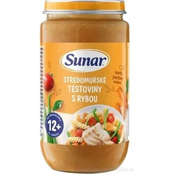 Dětská výživa Hero Espana Sunar STŘEDOMOŘSKÉ TĚSTOVINY S RYBOU zeleninově-masový příkrm 235 g
