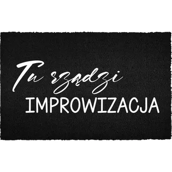 Rohožka KOKOSOVÁ ROHOŽKA ČERNÁ PODLAHOVÁ VSTUPNÍ 60X40 CM HUMOR IMPROVIZACE