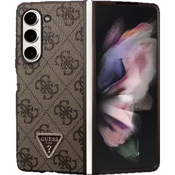 Pouzdro na mobilní telefon Guess 4G PU Leather Triangle Zadní Kryt pro Samsung Galaxy Z Fold 5 hnědá (3666339173920)