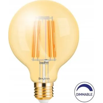 Žárovka LED žárovka E27 230V G95 6W 540lm, FILAMENT, jantarově bílá 2200K, stmívatelná