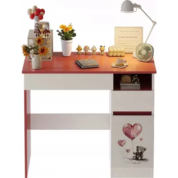 Psací stůl Obdélníkový psací stůl Muvu 90 x 50 x 76 cm bílý, růžový