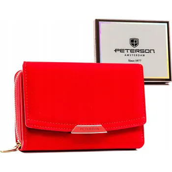 Peněženka Peněženka Peterson eko kůže červená vodorovná na patent 6 přihrádek